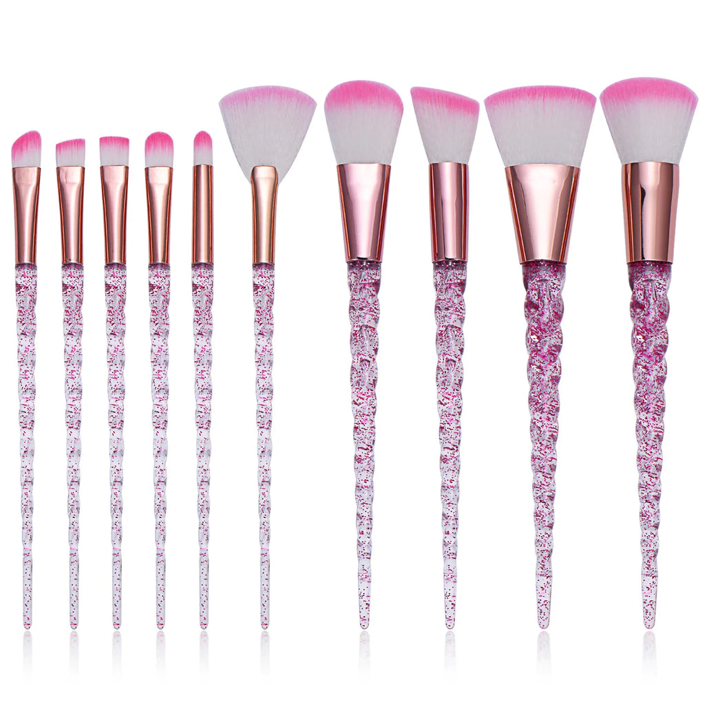 Glitter Pagoda 7pcs Makeup Brush Set – Crystal Handle Cosmetic Brushes Kit