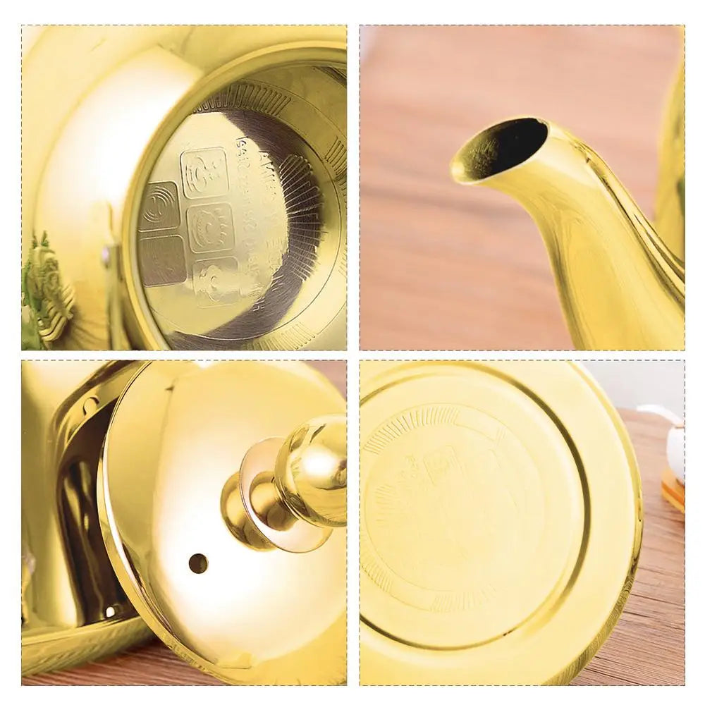 Stainless Steel Tea Kettle – Premium Golden Teapot for Kitchen & Tea Lovers
