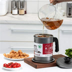 Stainless Steel Oil Pot 1.4L – Oil Strainer Container with Filter | Kitchen Oil Storage & Reuse Pot