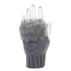 Winter Women Gloves – Soft Wool Knit Fingerless Gloves with Fur | Warm & Stylish Hand Warmers