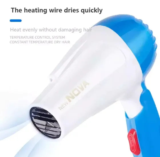 Nova Foldable Hair Dryer – Portable Travel Hair Dryer for Fast Drying (Hot & Cold Air)