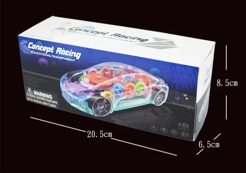 Transparent Police Concept Car Toy for Kids – Light & Gear Motion Puzzle Car
