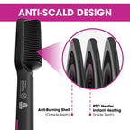 Hair Straightener Brush – 2 in 1 Fast Heating Straightening Comb (Dry & Wet Use)