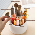 360° Rotating Makeup Brush Organizer – Dustproof Cosmetic Storage Box