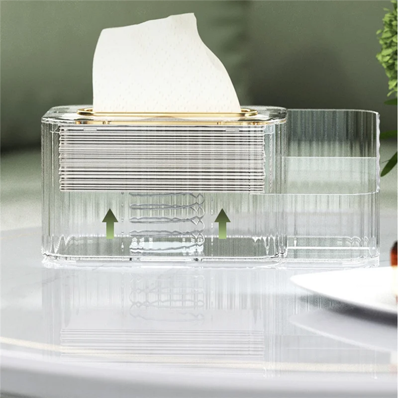 2 in 1 Acrylic Tissue Box Holder – Multifunctional Cosmetic & Tissue Organizer for Vanity & Bathroom