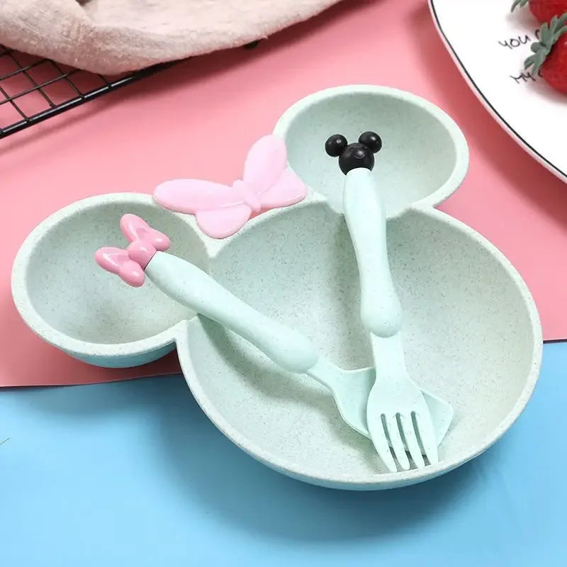 Pack of 2 Kids Butterfly Plate Set – Cute Cartoon Dinner Plate with Spoon & Fork
