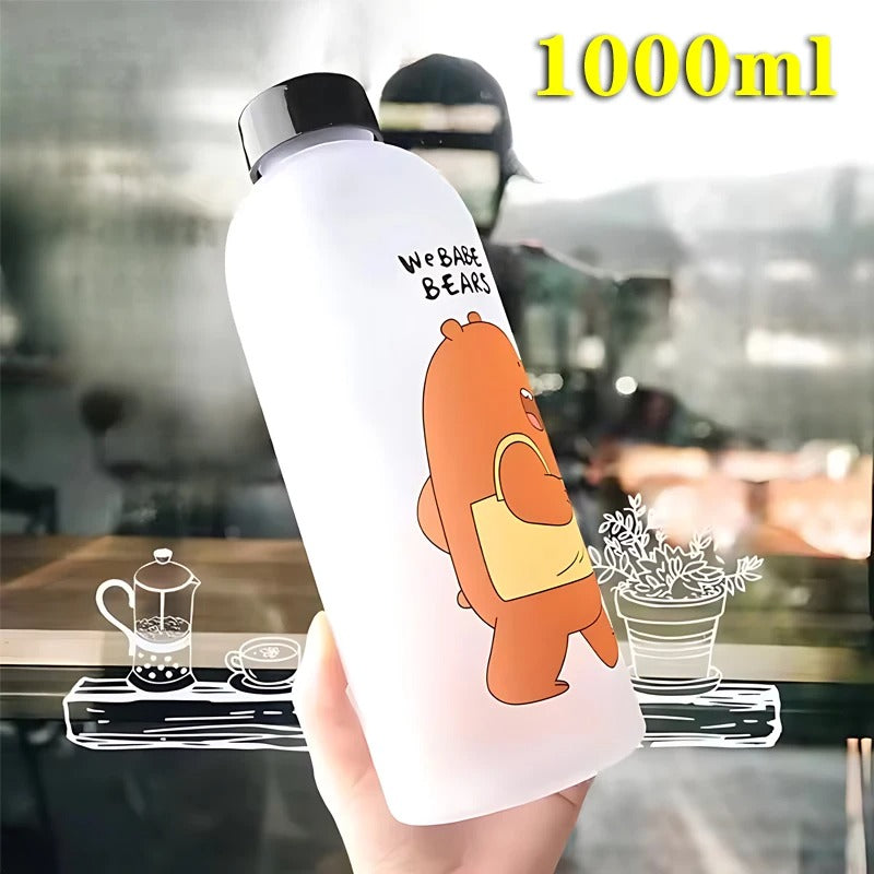 Panda Bear Transparent Water Bottle – Cute Straw Bottle (Leakproof & BPA Free)