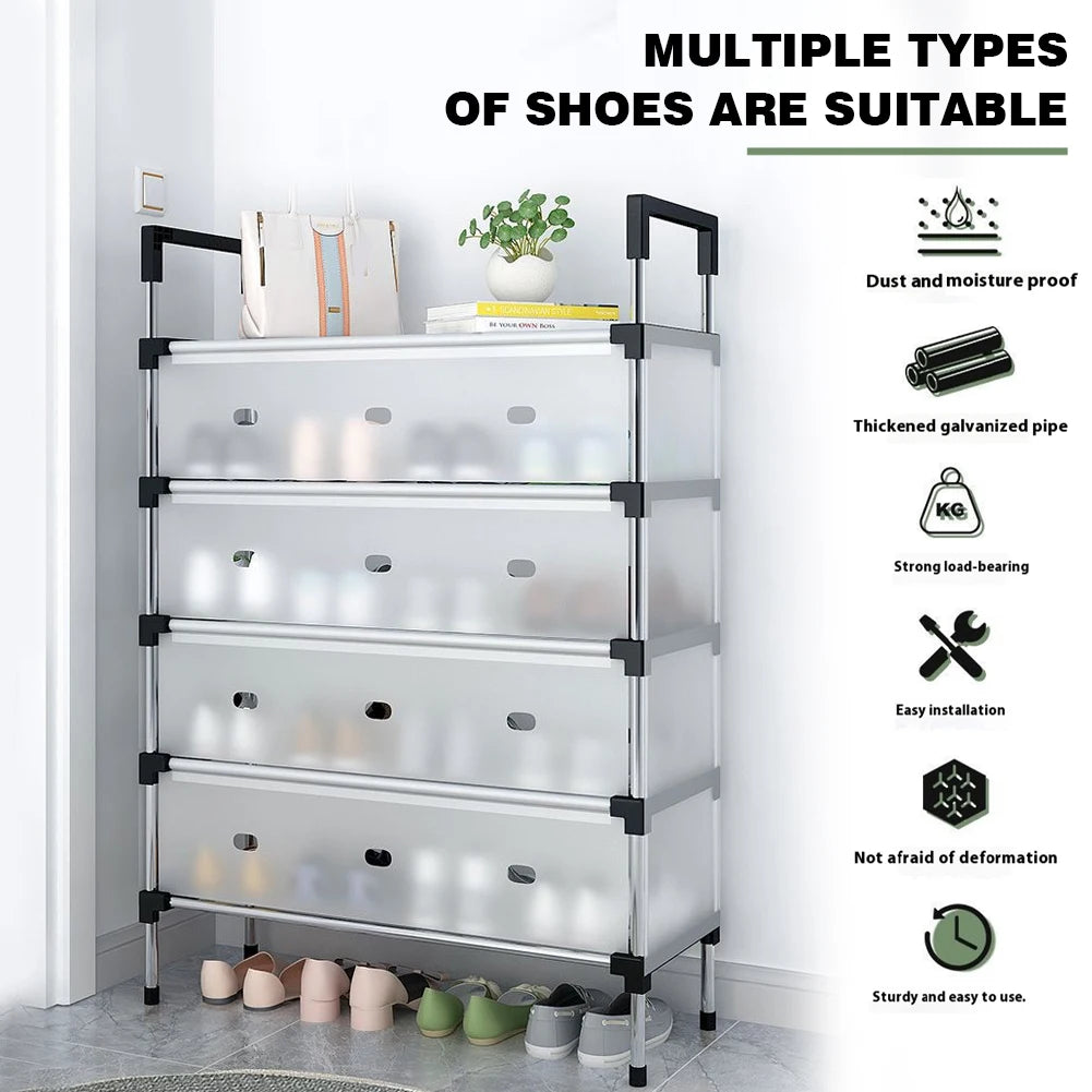 5 Layer Shoe Storage Rack with Dustproof Cover & Handles