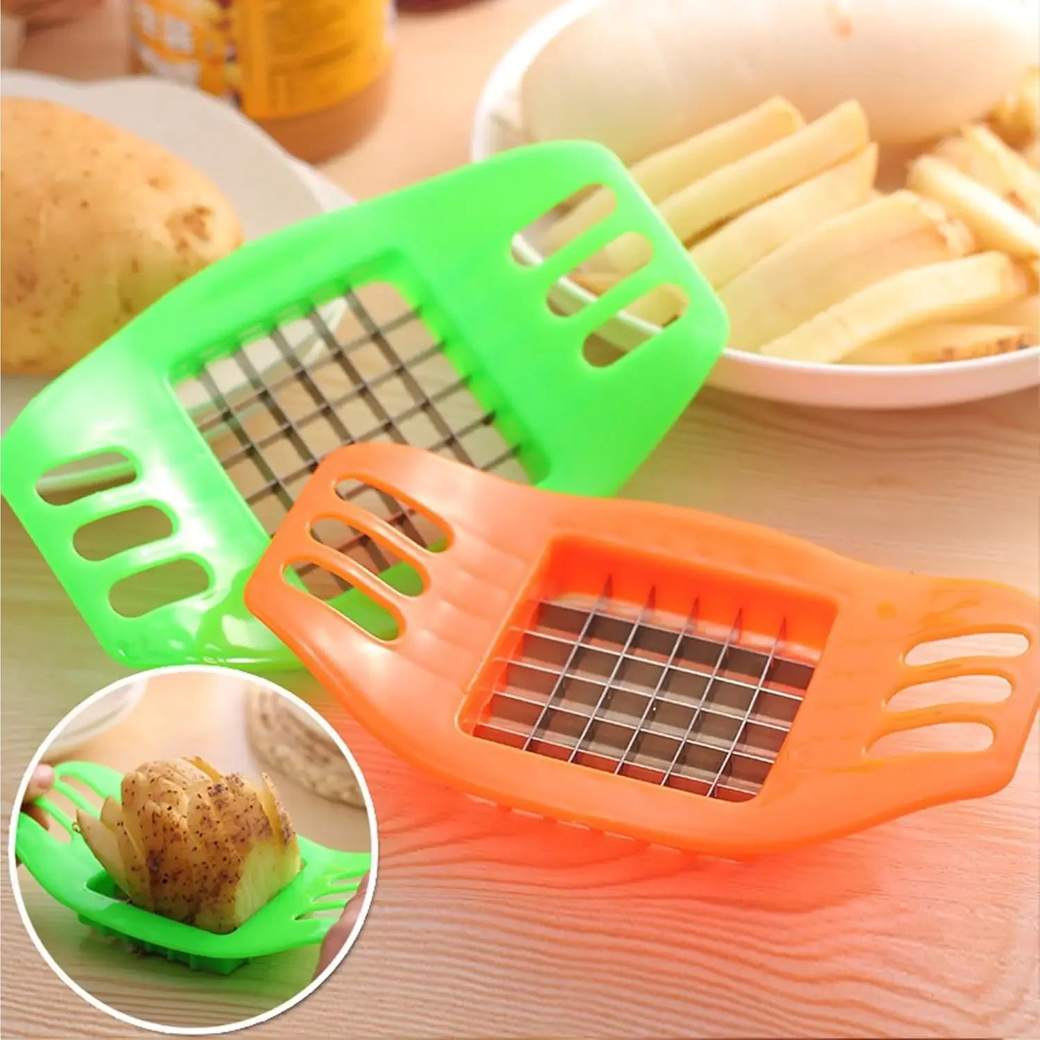 Stainless Steel Vegetable Potato Square Slicer French Fry Grid Cutter