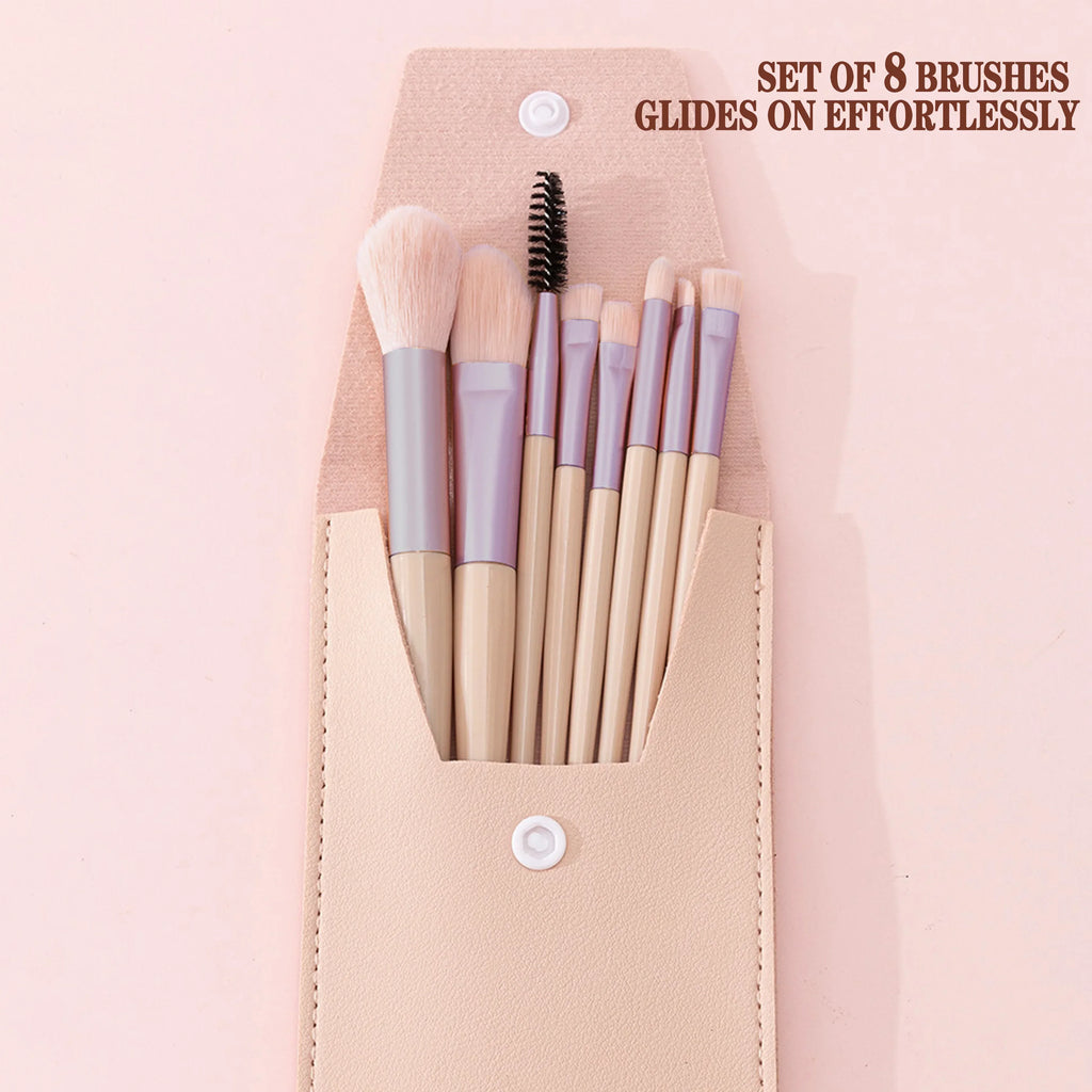 8pcs Makeup Brush Set – Soft Professional Cosmetic Brushes Kit for Face & Eyes