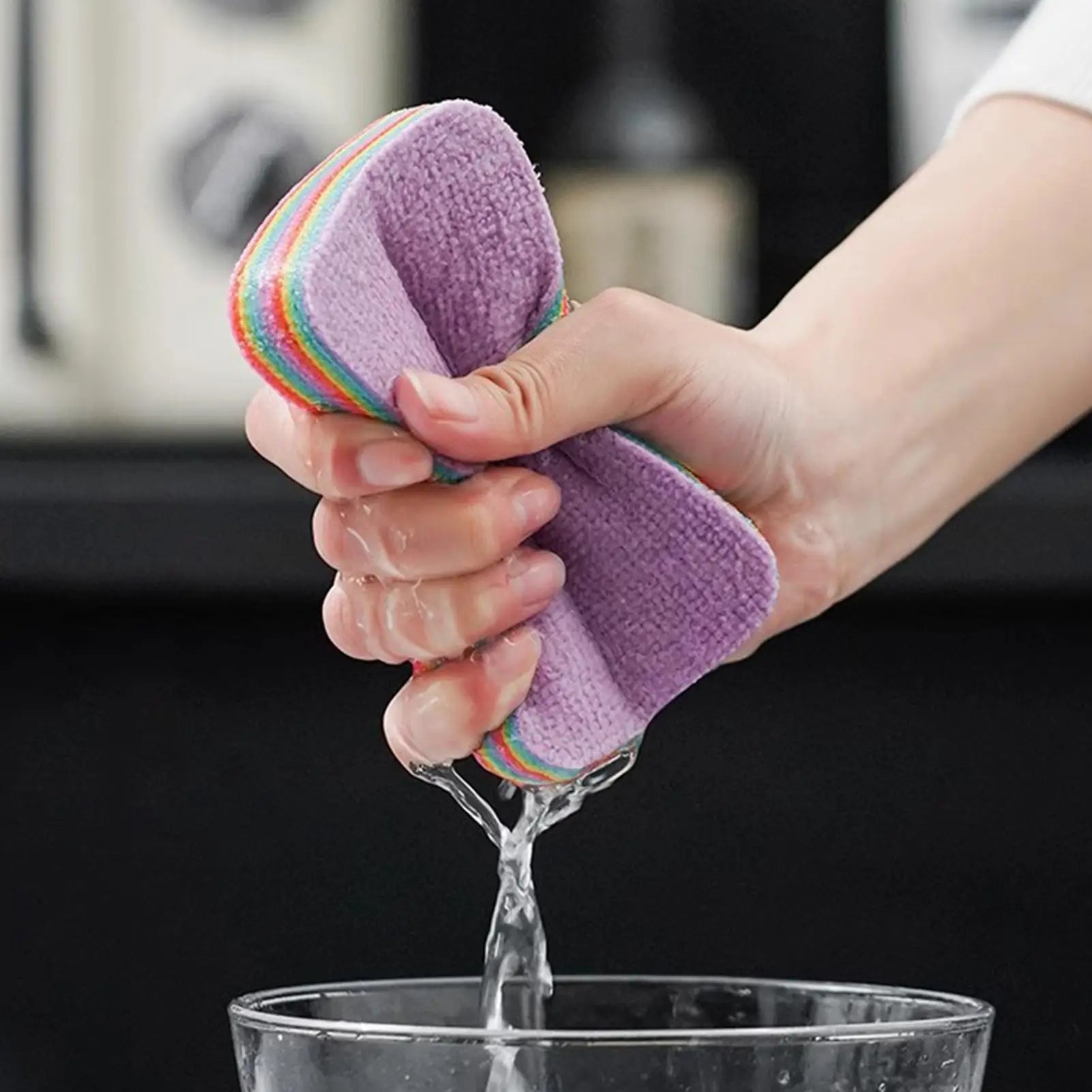 Pack of 2 Rainbow Microfiber Reusable Dishcloth – Multi-Purpose Kitchen Cleaning Cloth