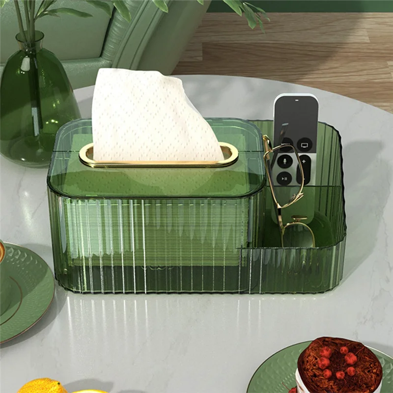 2 in 1 Acrylic Tissue Box Holder – Multifunctional Cosmetic & Tissue Organizer for Vanity & Bathroom