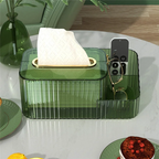 2 in 1 Acrylic Tissue Box Holder – Multifunctional Cosmetic & Tissue Organizer for Vanity & Bathroom