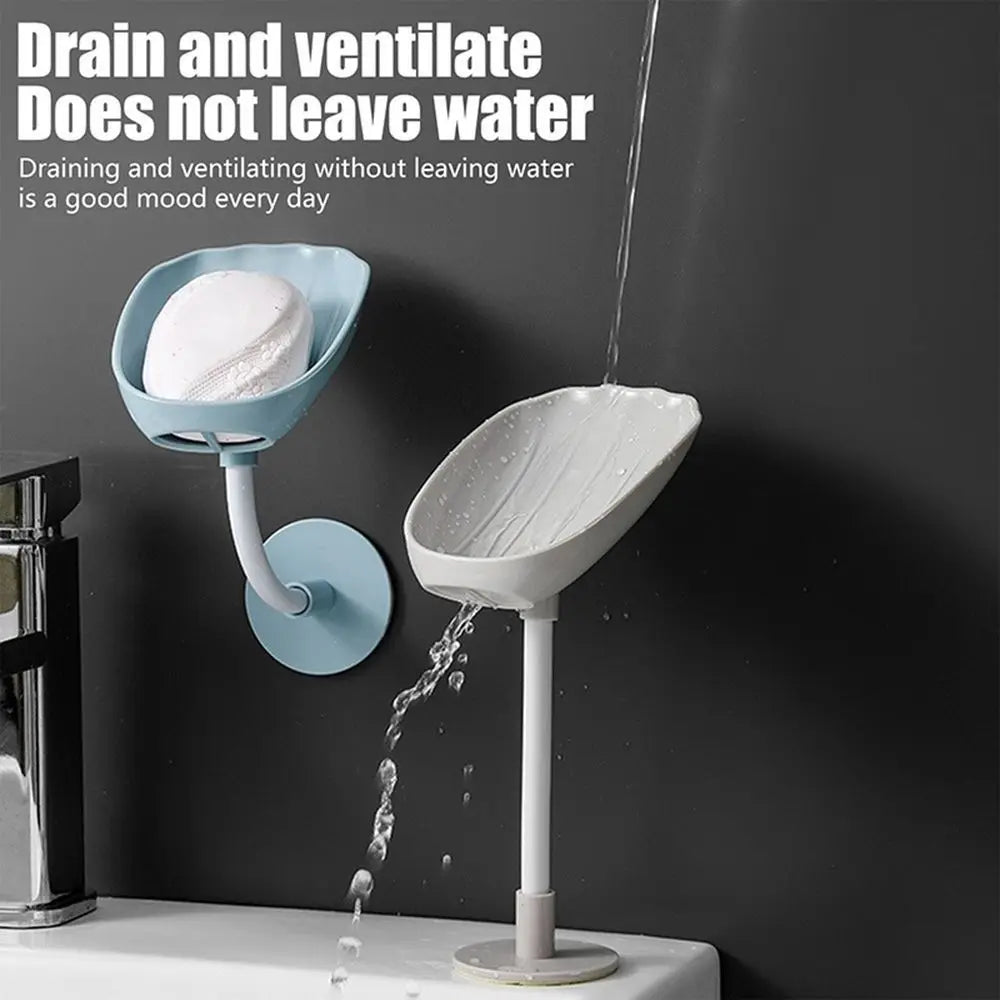 Pack of 2 360° Rotating Soap Holder with Drain – Wall Mounted Self Draining Soap Dish