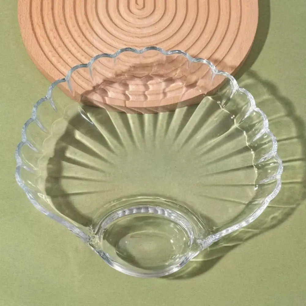 Pack of 2 Crystal Sea Shell Plate – Elegant Glass Serving Plate with Sauce Compartment