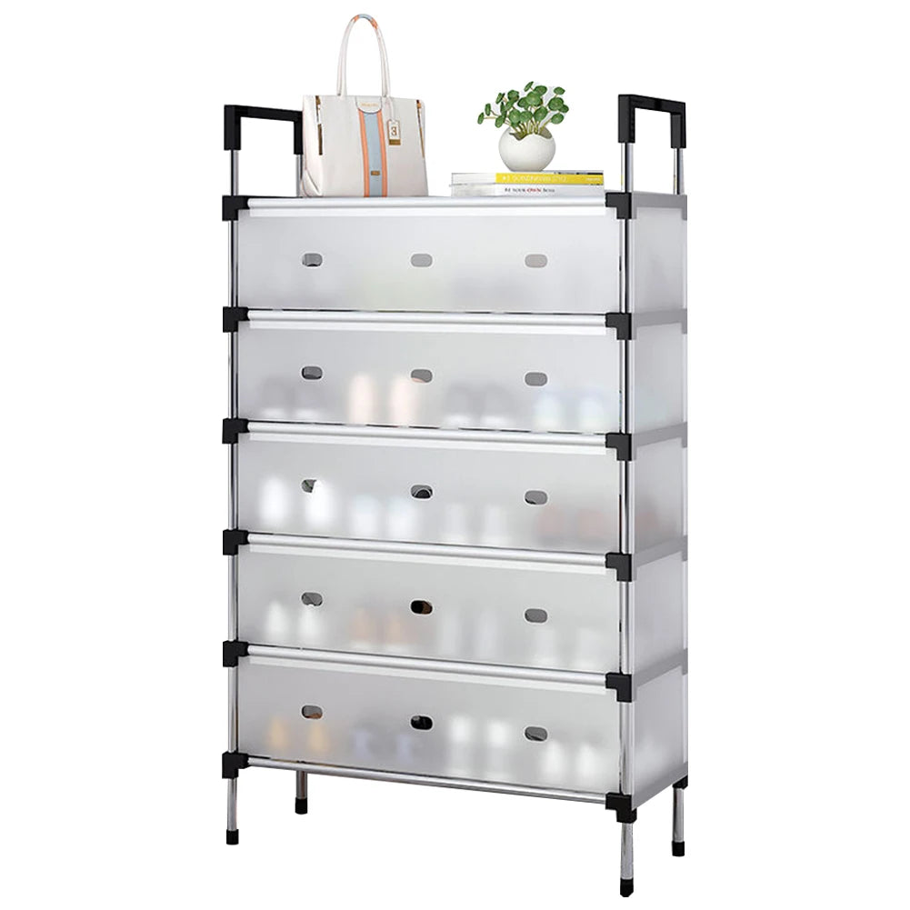 5 Layer Shoe Storage Rack with Dustproof Cover & Handles