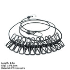 Portable Clothesline 185CM with 12pcs Clips for Home