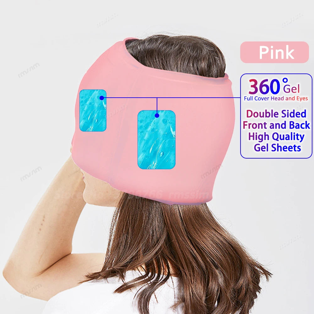 Hot & Cold Therapy Ice Cap – Gel Headache Relief Mask | Migraine Relief & Stress Cooling Cap