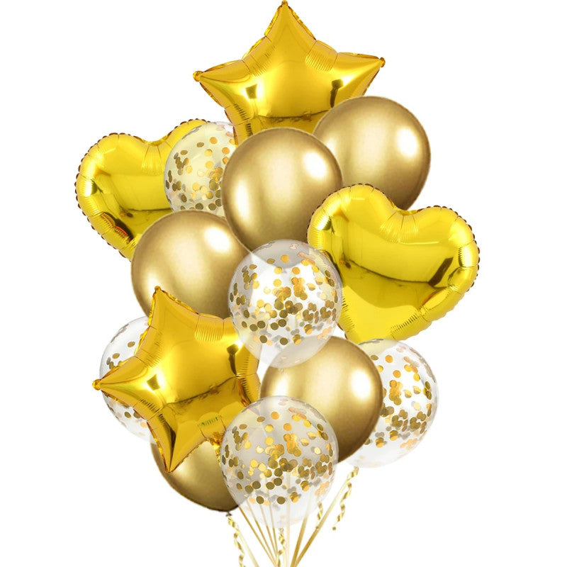 14 Pcs Confetti Decorative Party Balloons Set (Star - Heart)