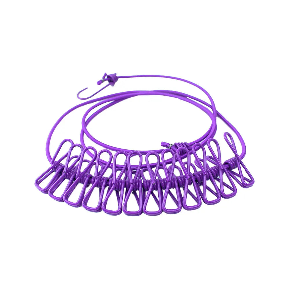 Portable Clothesline 185CM with 12pcs Clips for Home
