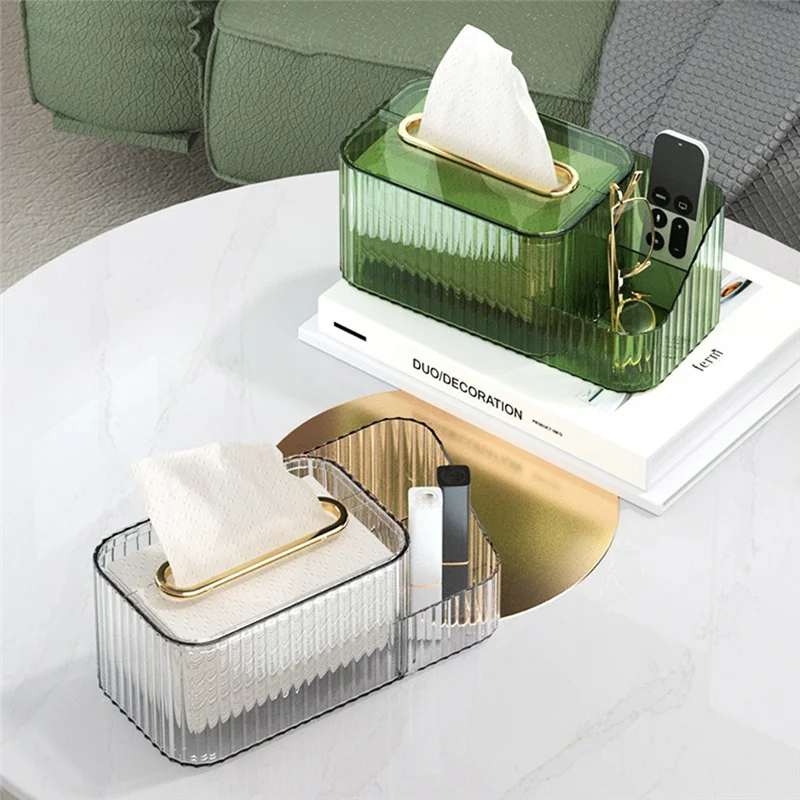 2 in 1 Acrylic Tissue Box Holder – Multifunctional Cosmetic & Tissue Organizer for Vanity & Bathroom