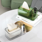 2 in 1 Acrylic Tissue Box Holder – Multifunctional Cosmetic & Tissue Organizer for Vanity & Bathroom