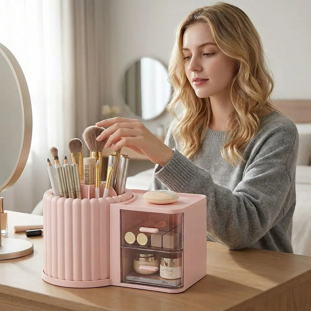 Multipurpose Drawer Cosmetic Storage Box – Pen Holder & Makeup Organizer with Drawers