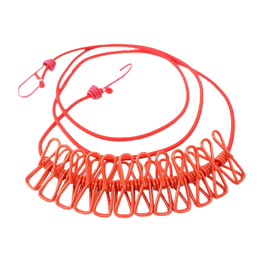 Portable Clothesline 185CM with 12pcs Clips for Home