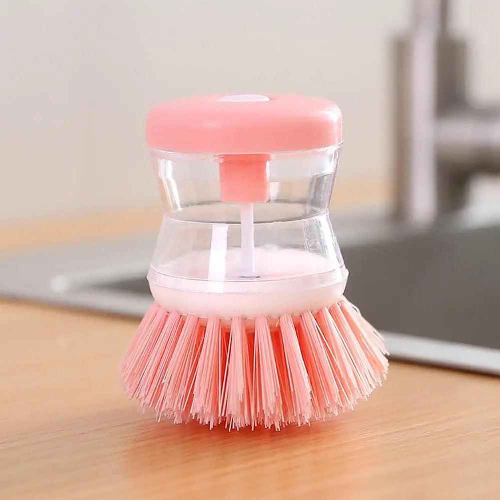 Pack of 2 Dish Cleaning Brush with Soap Dispenser – Automatic Liquid Dispensing Kitchen Scrubber