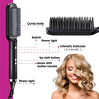 Hair Straightener Brush – 2 in 1 Fast Heating Straightening Comb (Dry & Wet Use)