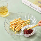 Pack of 2 Crystal Sea Shell Plate – Elegant Glass Serving Plate with Sauce Compartment