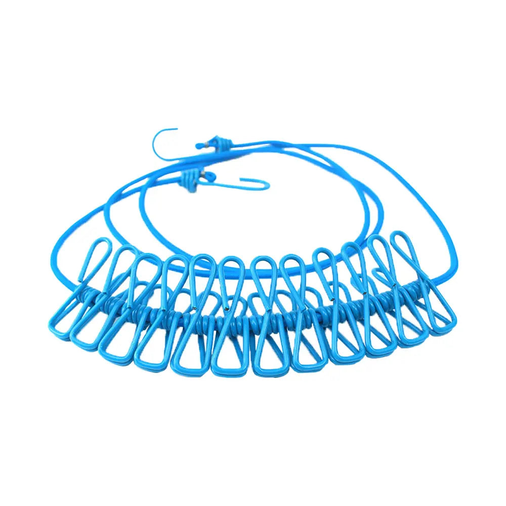 Portable Clothesline 185CM with 12pcs Clips for Home