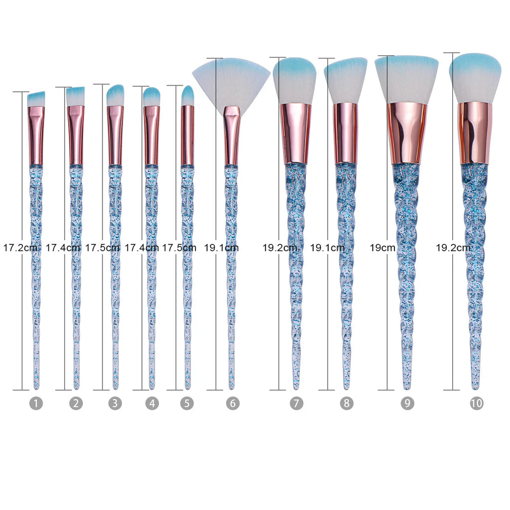 Glitter Pagoda 7pcs Makeup Brush Set – Crystal Handle Cosmetic Brushes Kit