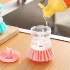 Pack of 2 Dish Cleaning Brush with Soap Dispenser – Automatic Liquid Dispensing Kitchen Scrubber