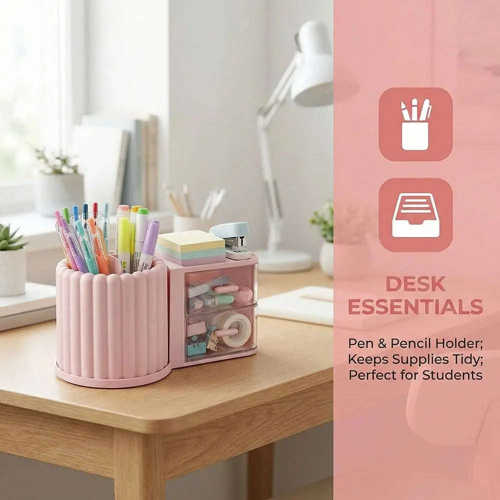Multipurpose Drawer Cosmetic Storage Box – Pen Holder & Makeup Organizer with Drawers