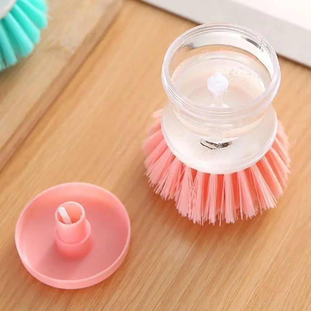 Pack of 2 Dish Cleaning Brush with Soap Dispenser – Automatic Liquid Dispensing Kitchen Scrubber