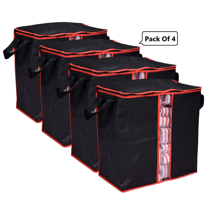 Pack of 4 Storage Bag Closet Organizer Cloth Storage Boxes for Wardrobe Black