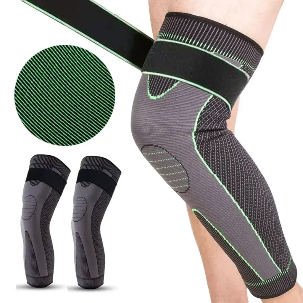 1 Pc Compression Knee Pad with Strap – Full Leg Sleeve Support | Arthritis Pain Relief | Sports Gym Knee