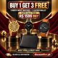Buy 1 Get 3 Free Deal 3 Wrist Watches & 1 Original Leather Wallet