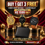 Buy 1 Get 3 Free Deal 3 Wrist Watches & 1 Original Leather Wallet